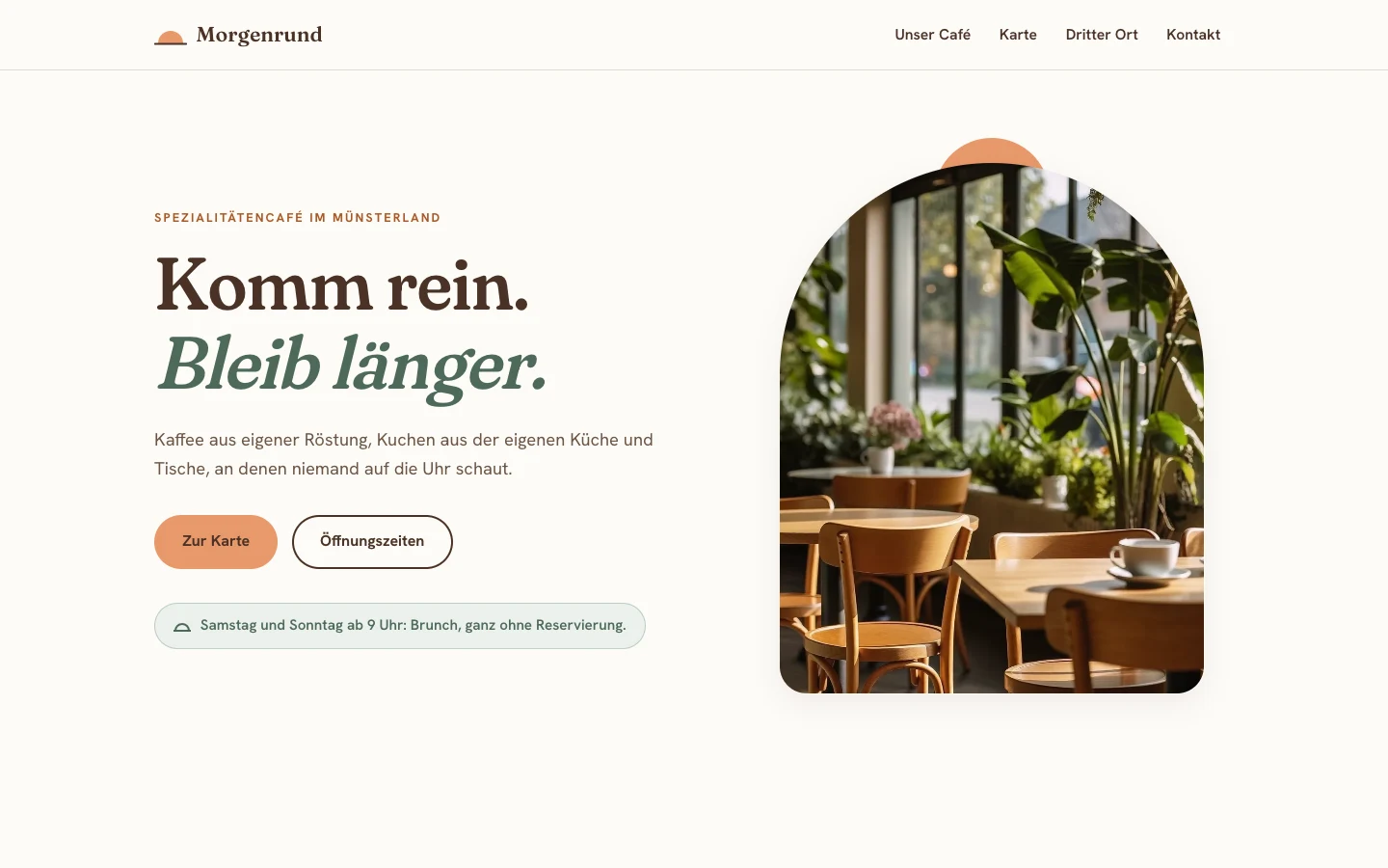 Startseite der Café-Demo Morgenrund
